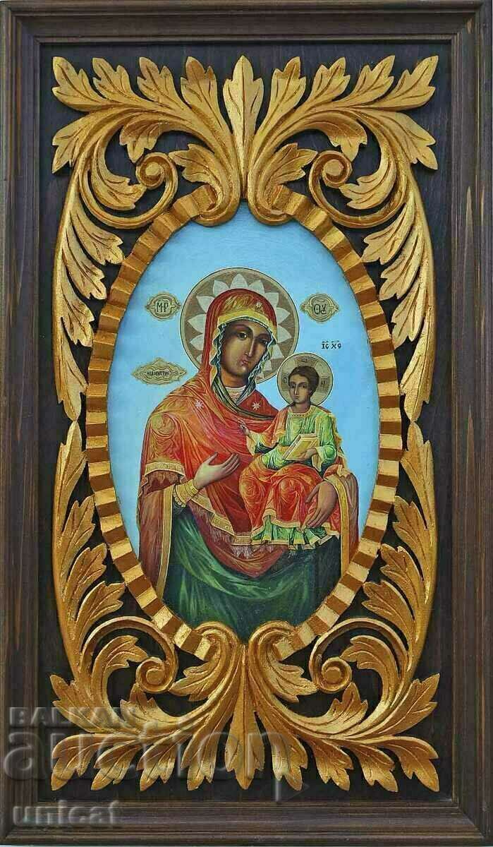 "Virgin Mary with Child" icon, wood carving, icon painting "Virgin Mary with Child" icon, wood carving, icon painting