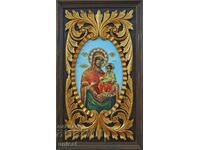 "Virgin Mary with Child" icon, wood carving, icon painting