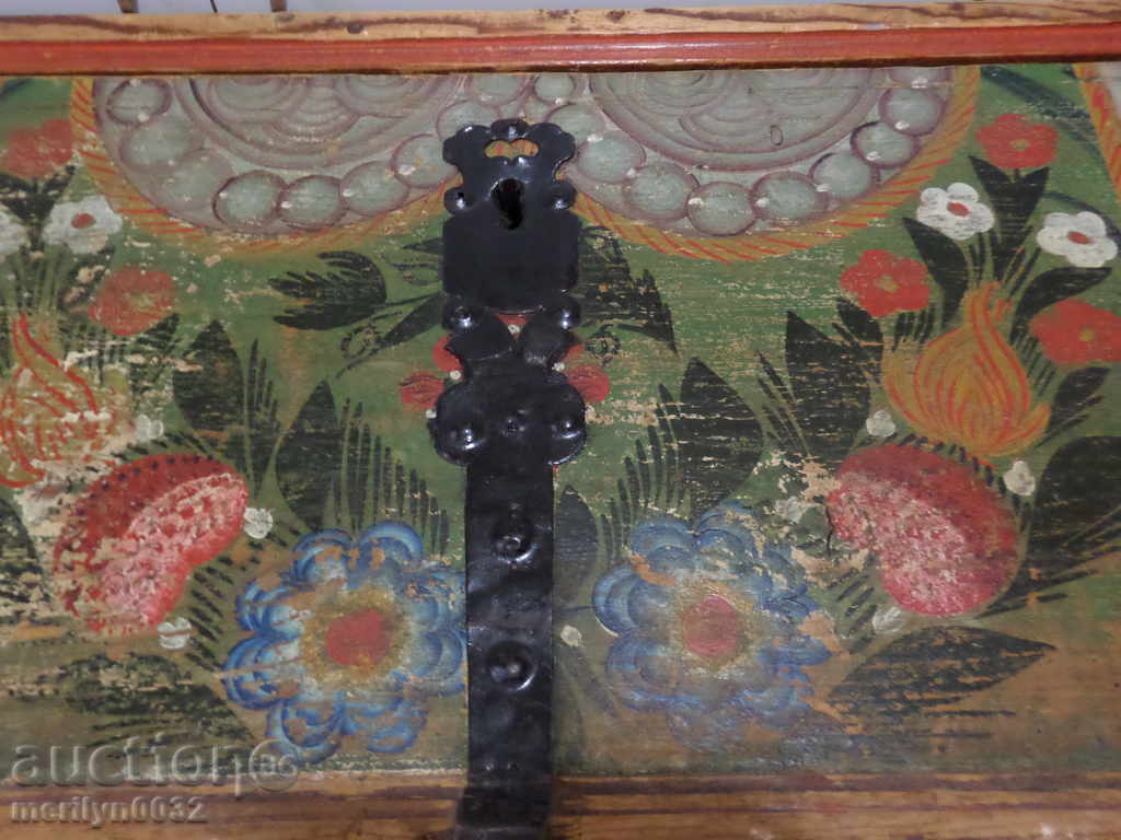 Стар сандък за булченски чеиз прикя ракла скрин ковчеже - 5