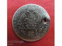20 кройцера Австроунгария 1765 B P/SK PD/ сребро с дупка