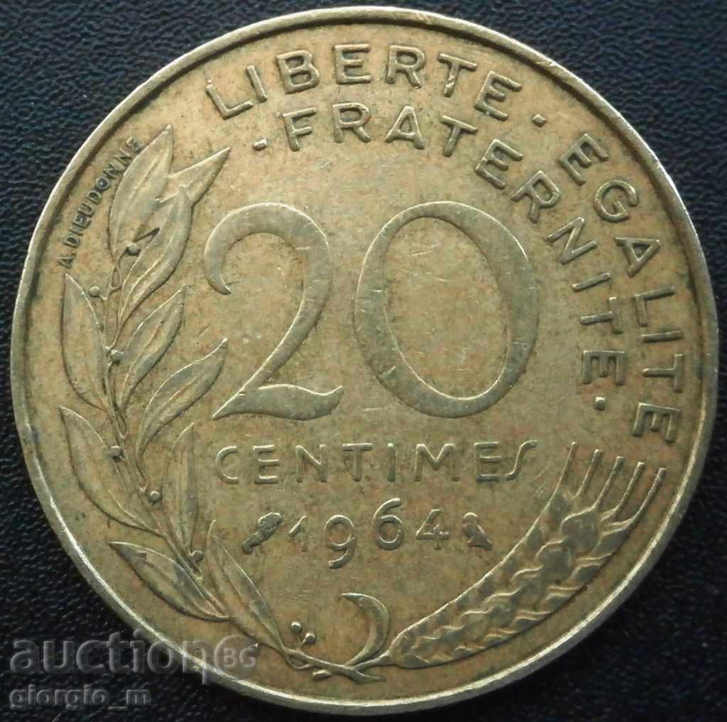 Франция - 10 сантима 1964 г.