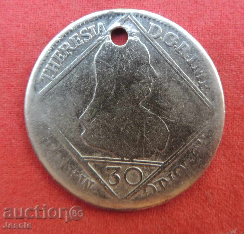 30 кройцера 1766 г. Австро-Унгария сребро (Мария Терезия)