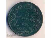 Italia 5 centesimi 1862n, patină verde neted