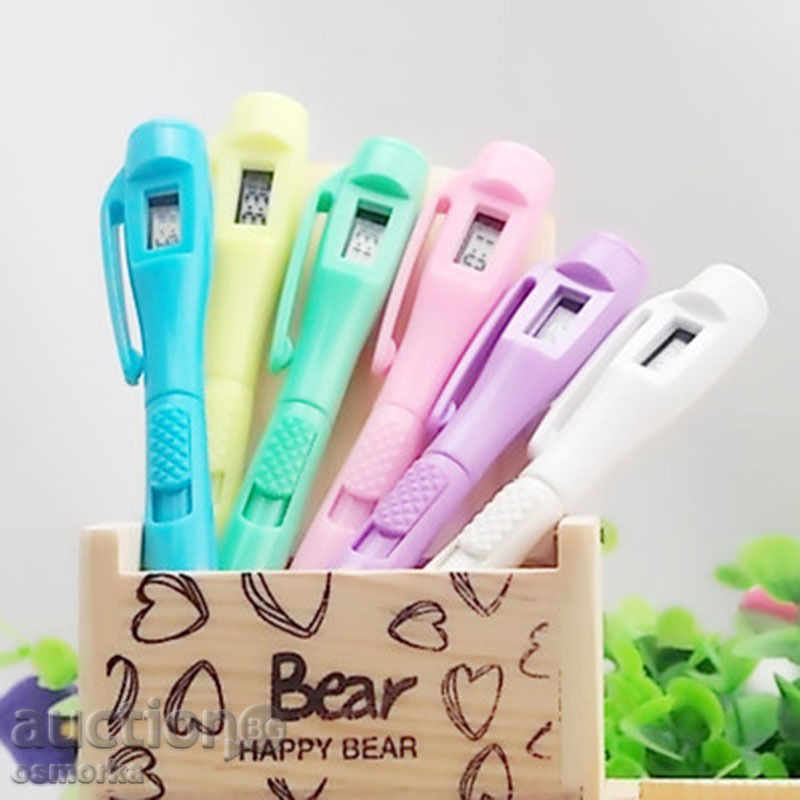Chemist with electronic clock - white pen Date student new with price 5.00 BGN | € 2.56