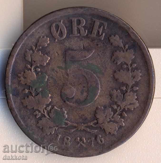 Норвегия 5 йоре 1876 година