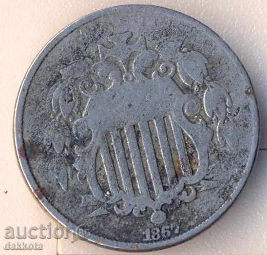 US 5 cents 1867 year