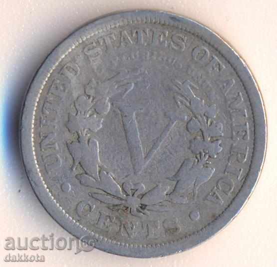US 5 cents 1907 year