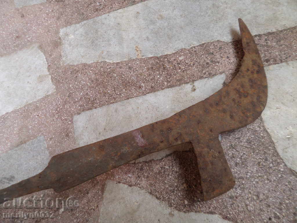 An old hand forged hammer, wrought iron, a chopper, a knife - 6 An old hand forged hammer, wrought iron, a chopper, a knife - 6