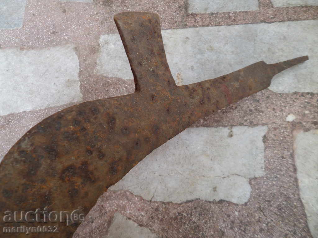 An old hand forged hammer, wrought iron, a chopper, a knife - 7 An old hand forged hammer, wrought iron, a chopper, a knife - 7