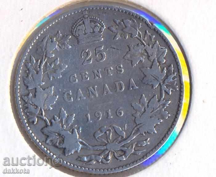Canada 25 de cenți 1916