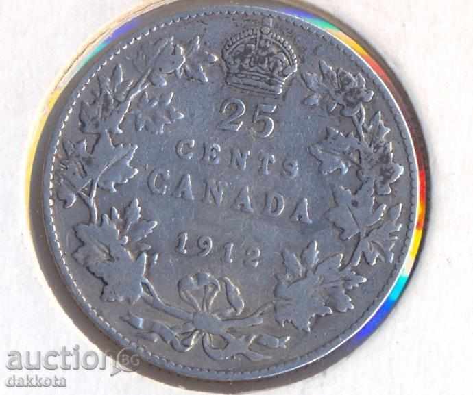 Канада 25 цента 1912 година