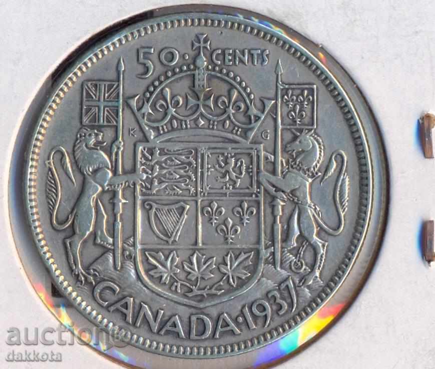 Canada, 50 de cenți în 1937, rare