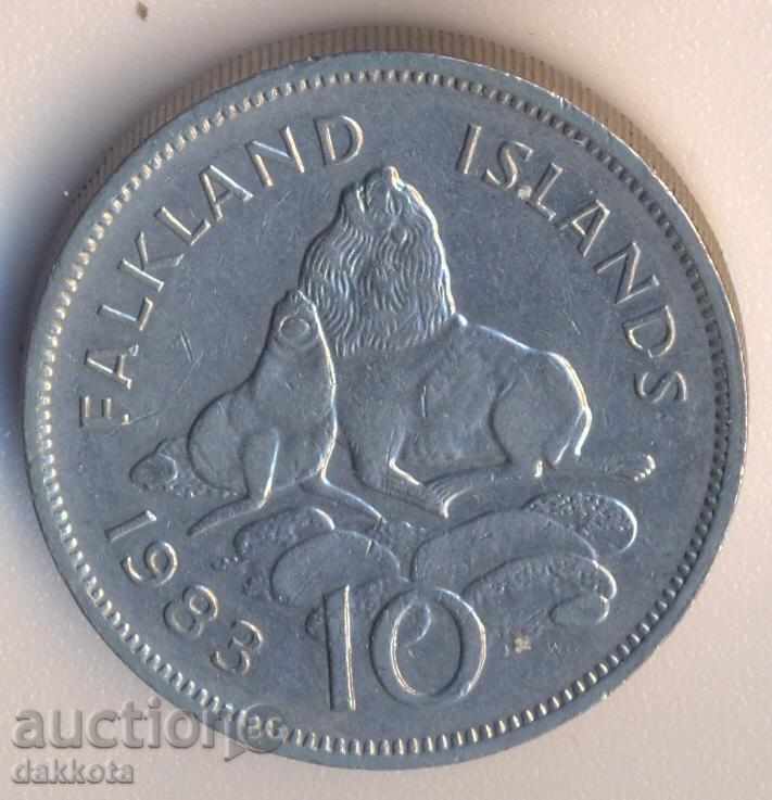 Insulele Falkland 10 cenți 1983, mare leu