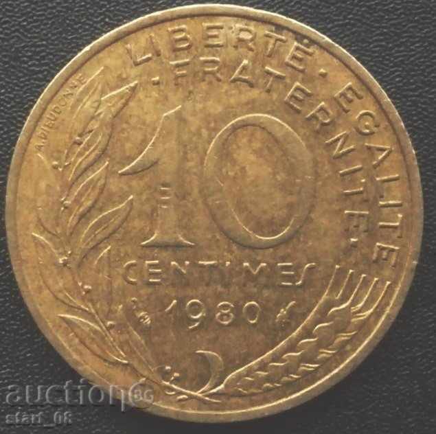 Франция - 10 сантима 1980 г.