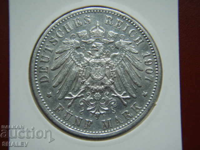 5 Mark 1907 F Wurttemberg (Germany) - AU