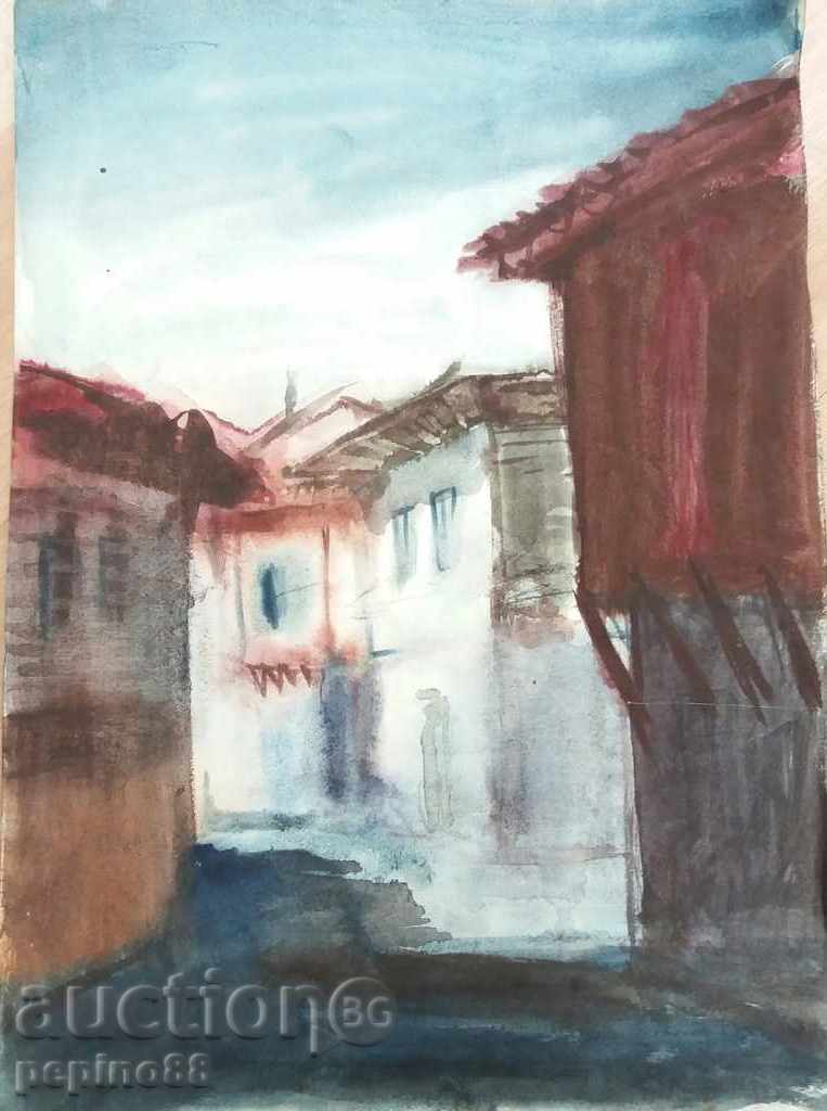 Old watercolor houses