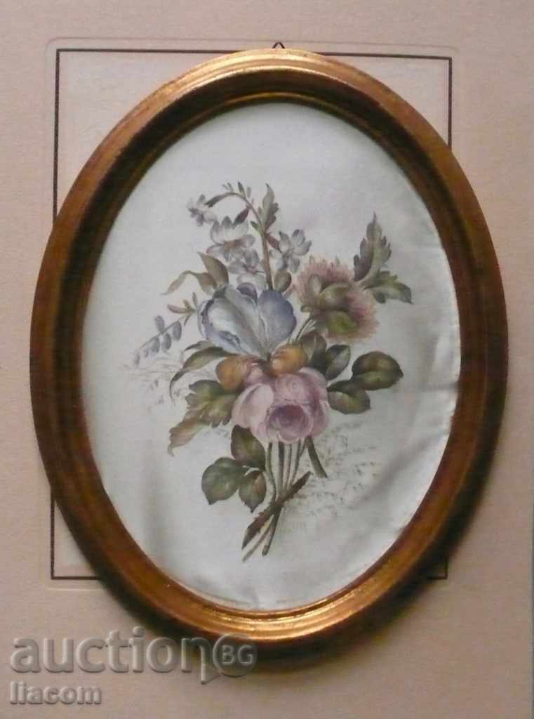 Flower Still Life hand painted silk !! - Signature PICTURE