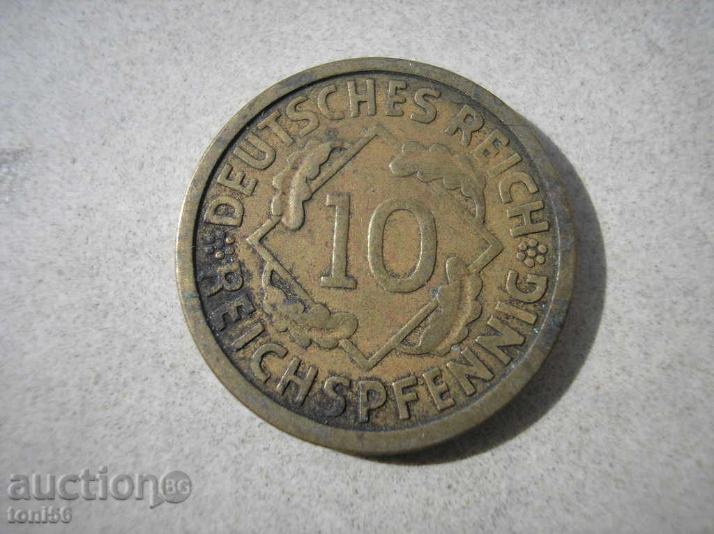 Германия 10 райхспфенигa 1924 J