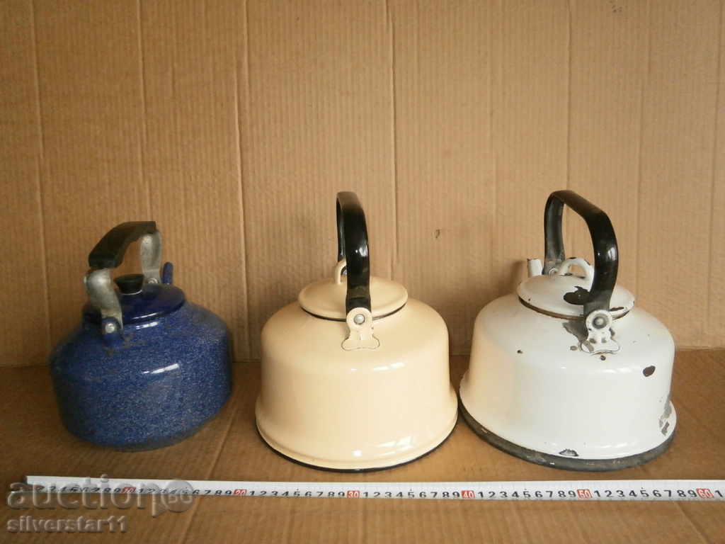 lot teapot teapots enameled 3 large teapot - 6 lot teapot teapots enameled 3 large teapot - 6