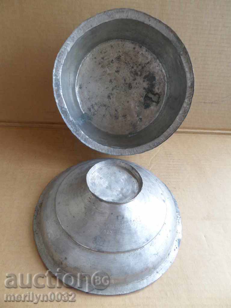 Δημοπρασία Παλιό τηγάνι κασσίτερο, χαλκό κατσαρόλα χαλκού με καπάκι Δημοπρασία Παλιό τηγάνι κασσίτερο, χαλκό κατσαρόλα χαλκού με καπάκι