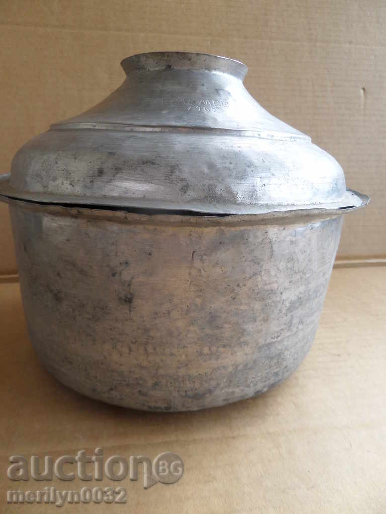 Παλιό τηγάνι κασσίτερο, χαλκό κατσαρόλα χαλκού με καπάκι - 7 Παλιό τηγάνι κασσίτερο, χαλκό κατσαρόλα χαλκού με καπάκι - 7