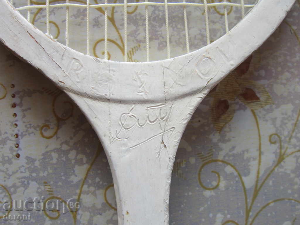 Δημοπρασία Παλιά vintage ξύλινο ρακέτα του τένις υπέγραψε ρόπαλο Δημοπρασία Παλιά vintage ξύλινο ρακέτα του τένις υπέγραψε ρόπαλο