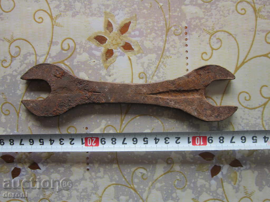 Old special hand forged wrench for wrought iron wagon