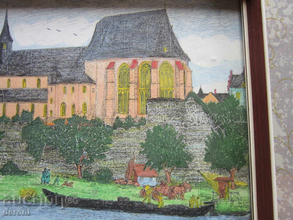Auction  Old German painting graphic watercolor signed 1988
