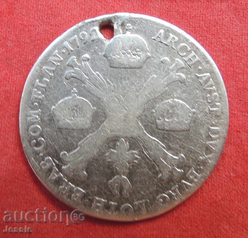 1/4 kronenthaler 1792 O Olanda austriacă Leonod II