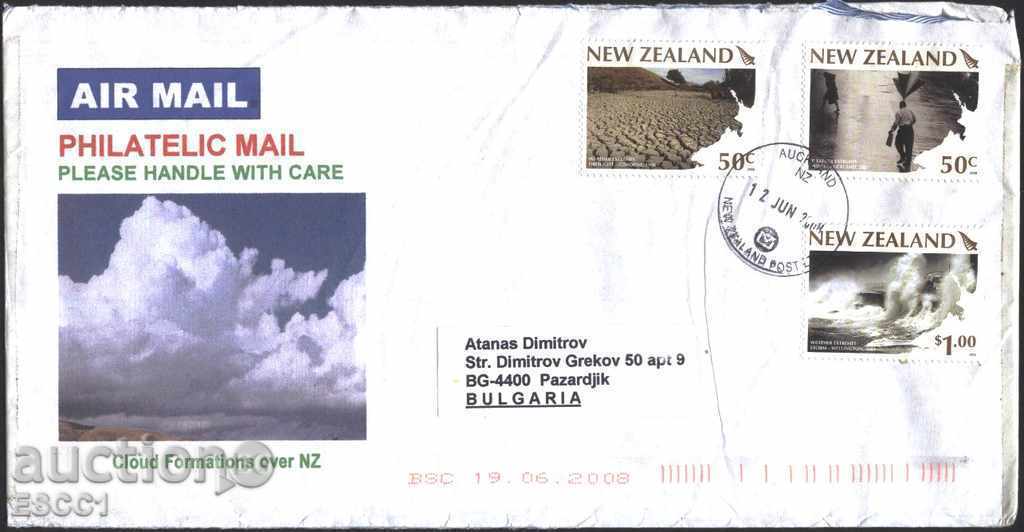 Пътувал плик с марки Метеорологични крайности Нова Зеландия