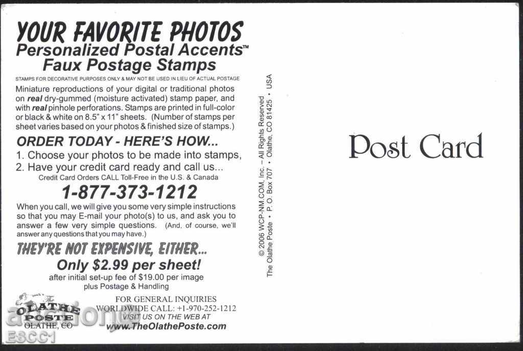 Пощенска картичка Марки от САЩ с цена 1.50 лв. | € 0.77 Пощенска картичка Марки от САЩ с цена 1.50 лв. | € 0.77