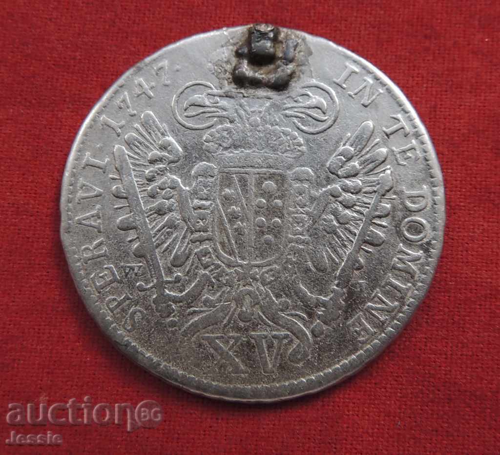 15 Kreuzer 1747 WI Αυστροουγγαρίας Franz I Silver- ΣΠΑΝΙΟ-