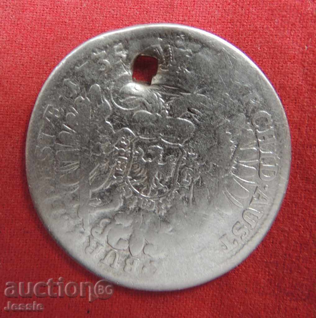 15 Kreuzer 1735 Austro-Ungaria Carol al VI-lea Argint -RAR-
