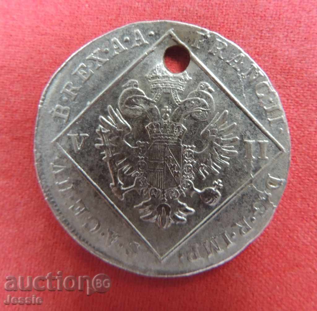 7 Kreuzer 1802 E Austria-Hungary silver Franz II with price 23.91 BGN | € 12.22