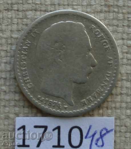 25 plug 1874 Danemarca -srebarna cu preț € 5.47 | 10.70 BGN