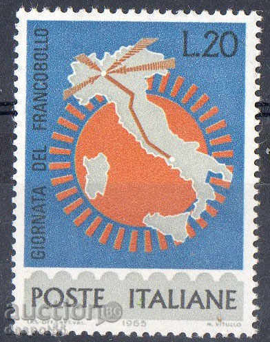1965 Ιταλία. Ημέρα σφραγίδα του ταχυδρομείου.