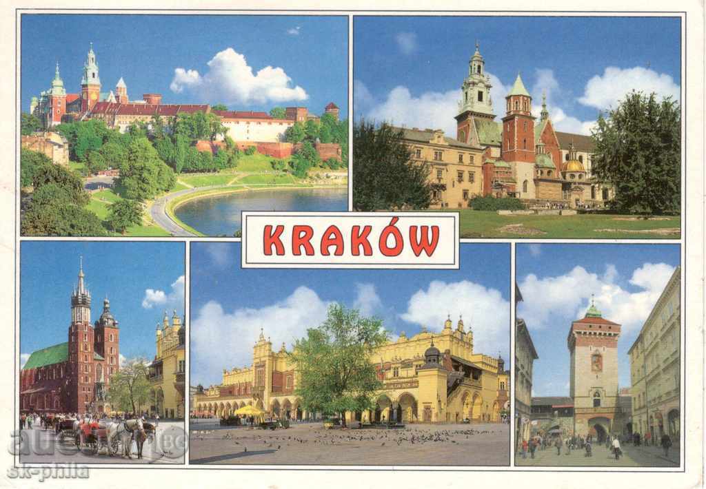 Postcard - Krakow, a mix of 5 views