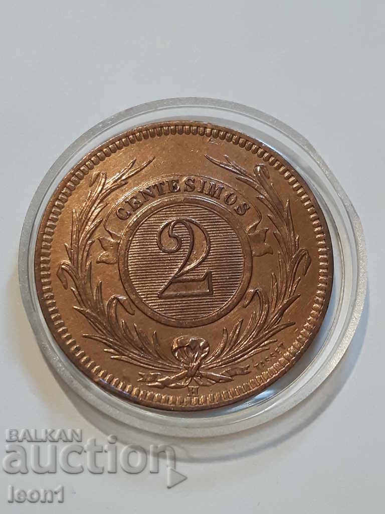 2 centesimos 1869 Уругвай