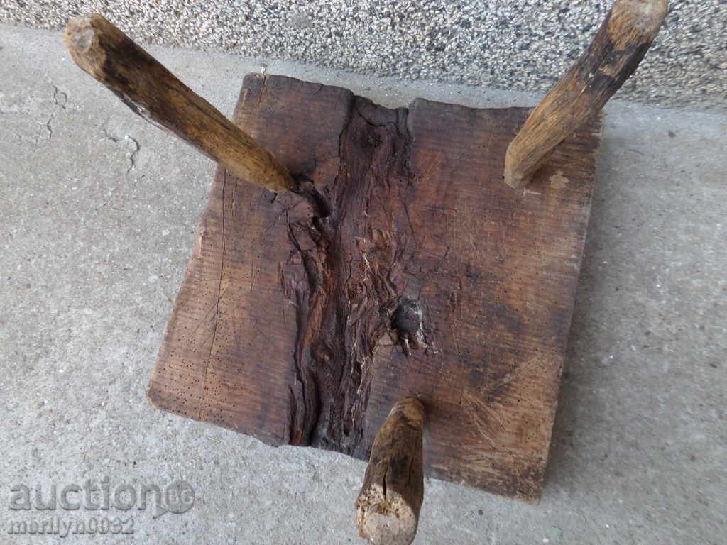 Auction  Old three-legged chair, chair, wooden, primitive