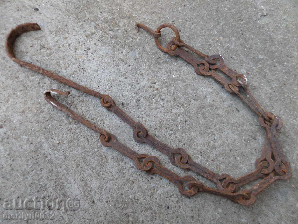 Old forged chain with hook, hearth for hearth chain hook with price 43.00 BGN | € 21.99