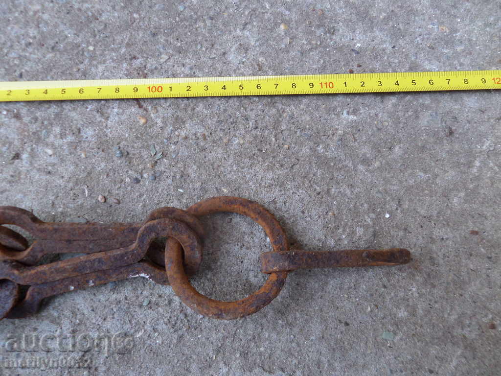 Old forged chain with hook, hearth for hearth chain hook - 5