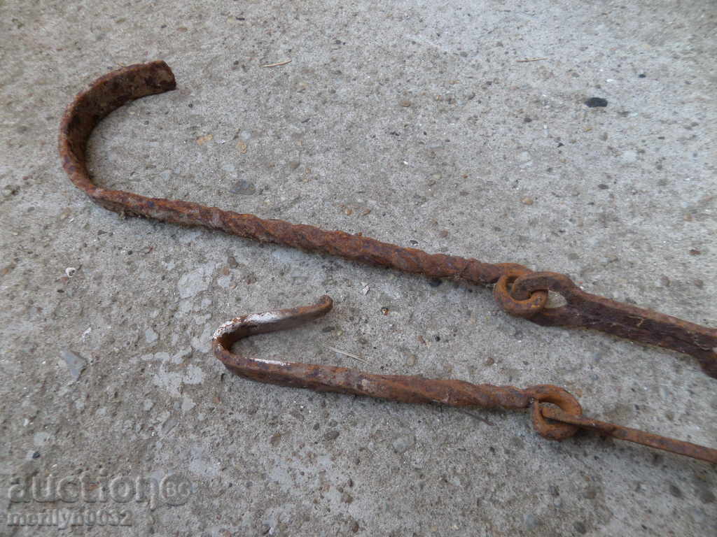 Old forged chain with hook, hearth for hearth chain hook - 6