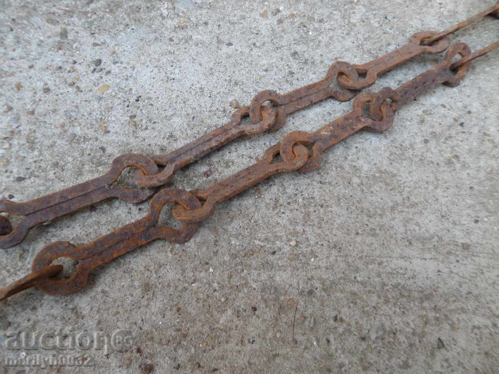 Old forged chain with hook, hearth for hearth chain hook - 7