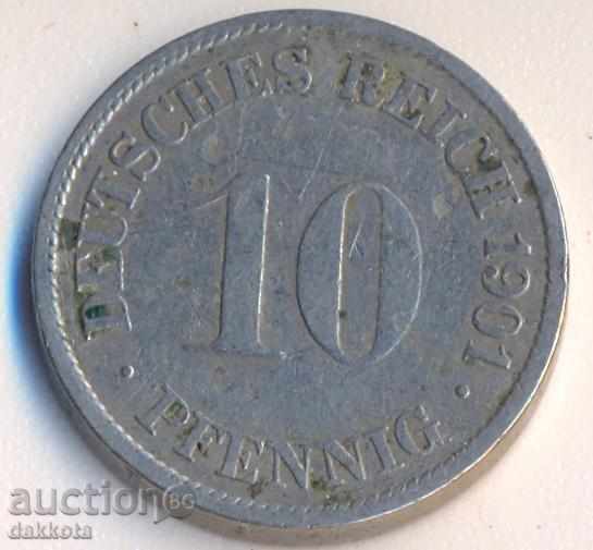 Germania 10 pfeniga 1901g, rare