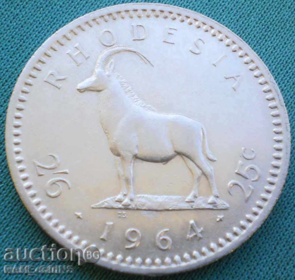 Rhodesia 2 ½ Schilling 1964 UNC imobilă