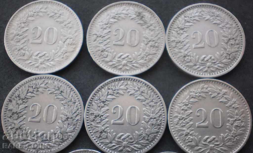 Παράδοση Ελβετία Παρτίδα 5, 10, 20 Rapen 1885 - 1947 8 τεμάχια (3) (4k)