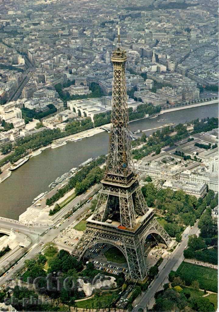 Стара пощенска картичка - Париж, Айфеловата кула
