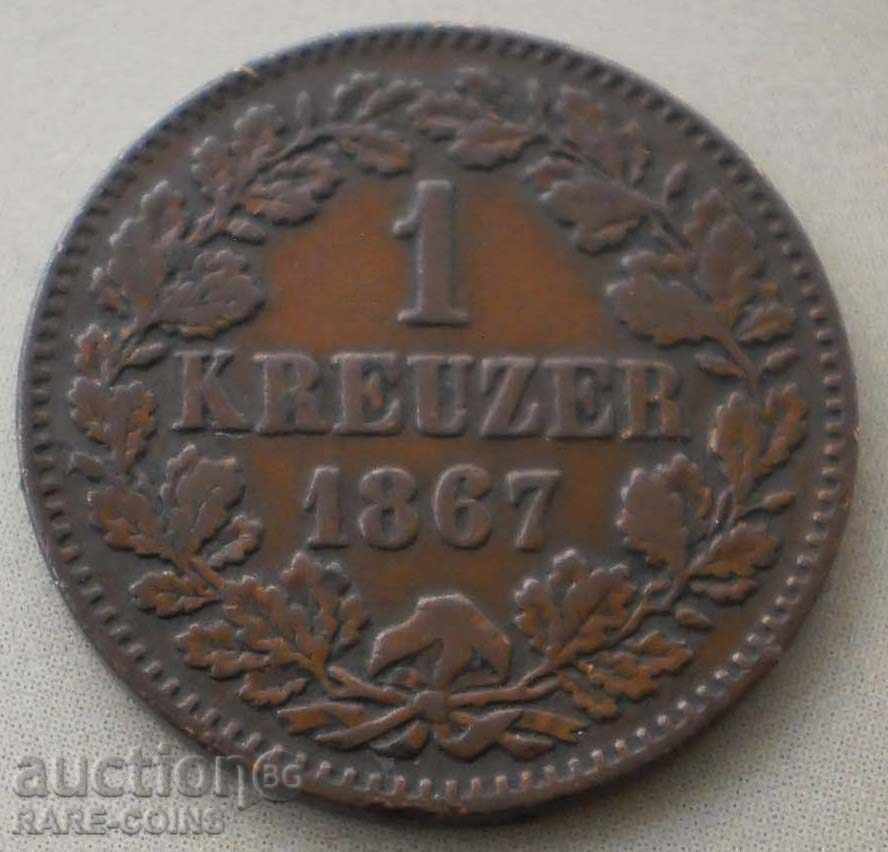 Baden - Γερμανία 1 Kreuzer 1867 (7) (4k) με τιμή € 7.67 | 15.00 BGN