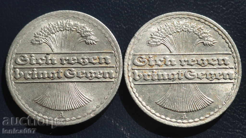 Auction Germany 1920 - 50 pfennig (A) - 2 pieces Auction Germany 1920 - 50 pfennig (A) - 2 pieces