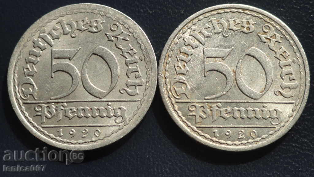 Delivery of Germany 1920 - 50 pfennig (A) - 2 pieces Delivery of Germany 1920 - 50 pfennig (A) - 2 pieces